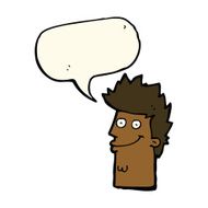 cartoon happy man face with speech bubble N10