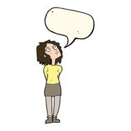 cartoon curious woman with speech bubble N44