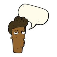 cartoon bored man&#039;s face with speech bubble N6