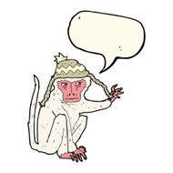 cartoon monkey wearing hat with speech bubble N8