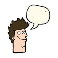 cartoon happy man face with speech bubble N11