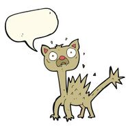 cartoon scared cat with speech bubble N8