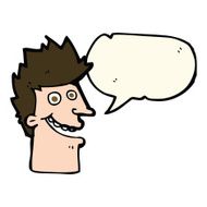 cartoon happy man face with speech bubble N12