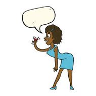 cartoon woman with drink speech bubble N7