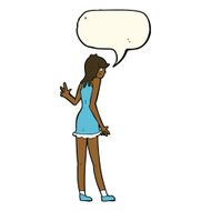 cartoon woman waving with speech bubble N274