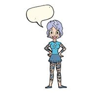 cartoon woman with heavy tattoos speech bubble N7