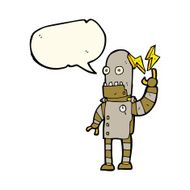 cartoon old robot with speech bubble N8