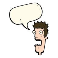 cartoon shocked man&#039;s face with speech bubble N7