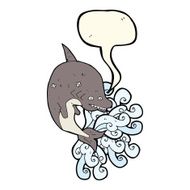 cartoon shark with speech bubble N32
