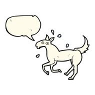 cartoon horse sweating with speech bubble N7