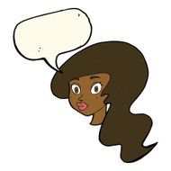 cartoon pretty female face with speech bubble N79