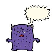 cartoon little alien with speech bubble N8