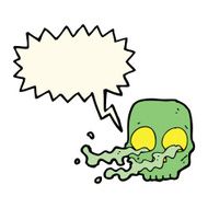 cartoon gross skull with speech bubble N4