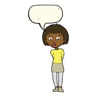 cartoon surprised woman with speech bubble N196