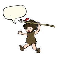 cartoon caveman with speech bubble N6