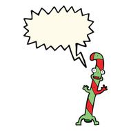 cartoon dancing christmas candy cane with speech bubble N13