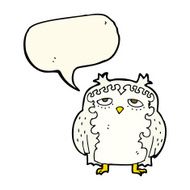 cartoon wise old owl with speech bubble N8