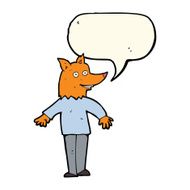 cartoon happy fox man with speech bubble N20