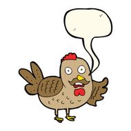 cartoon old rooster with speech bubble N7
