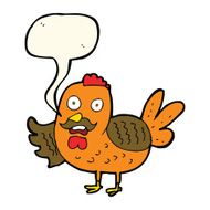 cartoon old rooster with speech bubble N8