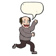 cartoon evil old man with speech bubble N16