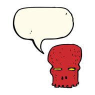 cartoon spooky skull with speech bubble N117