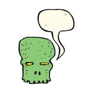 cartoon spooky skull with speech bubble N118