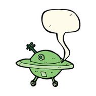 cartoon flying saucer with speech bubble N4