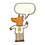 cartoon business fox with idea speech bubble N4