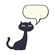 cartoon black cat with speech bubble N26