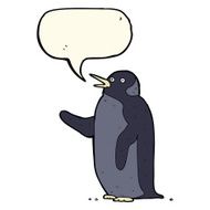 cartoon penguin waving with speech bubble N3