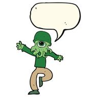 cartoon alien monster man with speech bubble N16