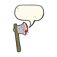 bloody cartoon axe with speech bubble N4