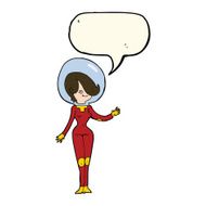 cartoon space woman with speech bubble N24