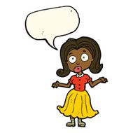 cartoon confused girl with speech bubble N7