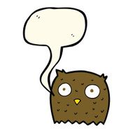 Cartoon owl with speech bubble N50