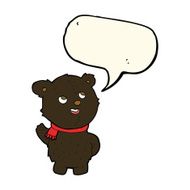 cartoon cute black bear cub with speech bubble N19