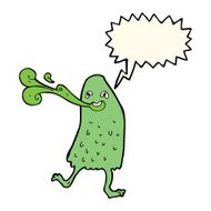 cartoon funny slime monster with speech bubble N14