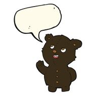 cartoon cute black bear cub with speech bubble N20