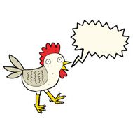funny cartoon chicken with speech bubble N6