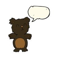 cartoon cute black bear cub with speech bubble N21