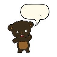 cartoon waving black bear with speech bubble N46