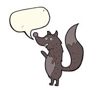 cartoon waving wolf with speech bubble N11