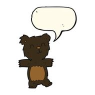 cartoon cute black bear cub with speech bubble N22