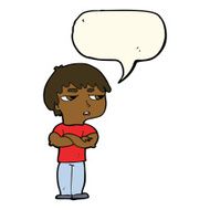 cartoon annoyed boy with speech bubble N32