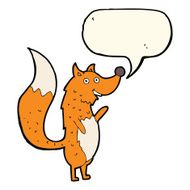 cartoon waving fox with speech bubble N12