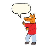 cartoon funny fox man with speech bubble N4