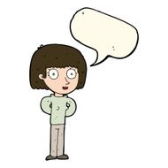 cartoon staring woman with speech bubble N40