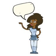cartoon pretty waitress with speech bubble N7