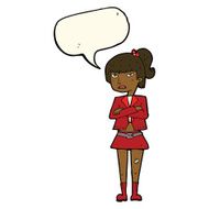 cartoon cool girl with speech bubble N20